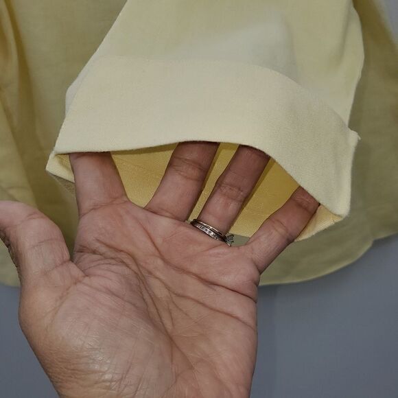 Chadwicks Band Collar Long Sleeve Button Up 100% Linen Blouse Yellow Size Large - Picture 9 of 12